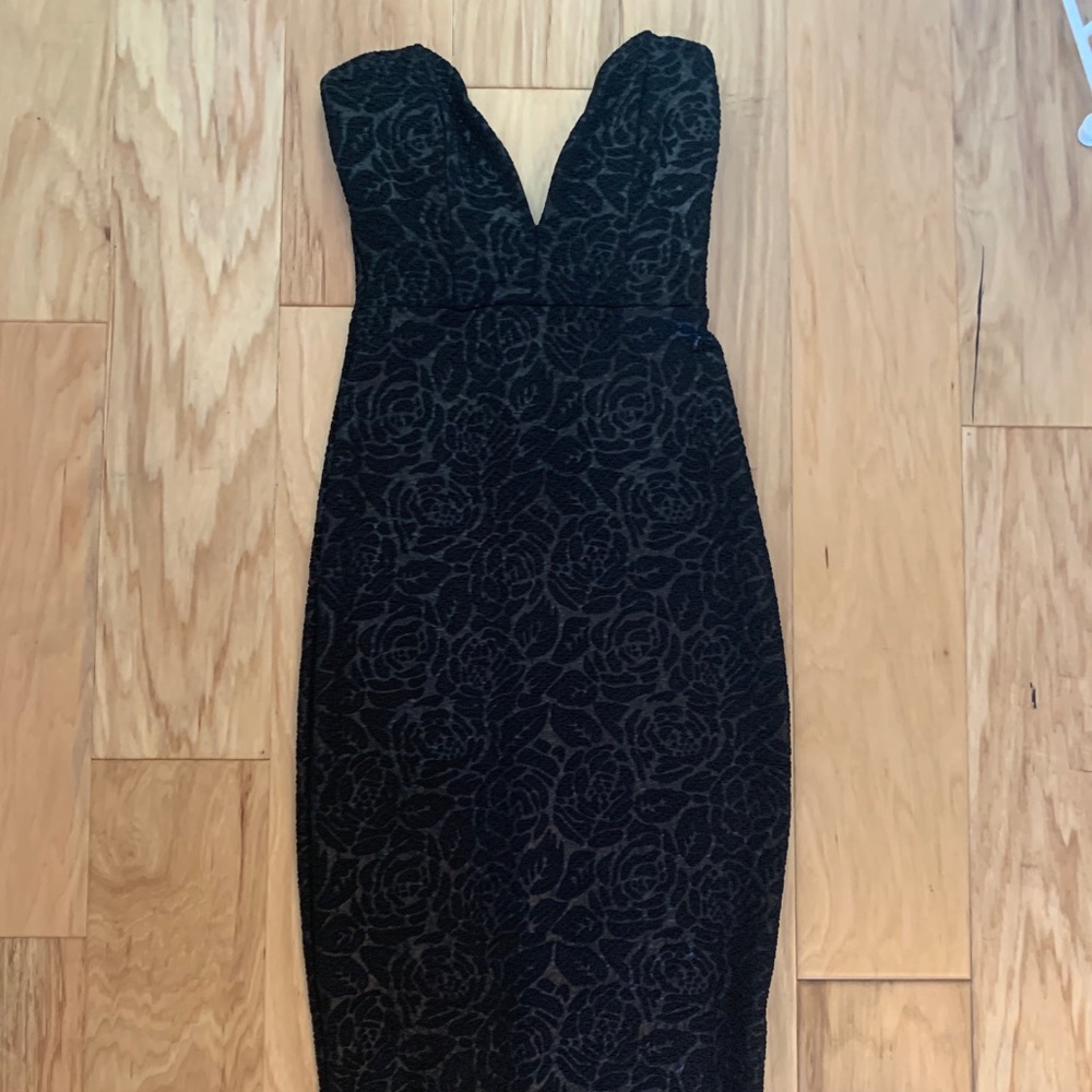 Strapless Deep V Rose Dress - Small